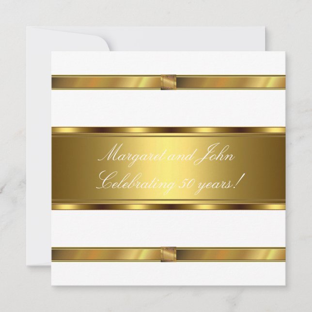 Invitación Elegante evento Fiesta de 50 Aniversario del Oro B (Anverso)