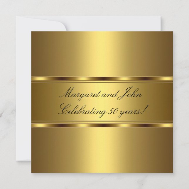 Invitación Elegante evento Fiesta de los 50 años del Oro (Anverso)