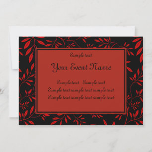 Invitación Elegante evento natural Personalizable negro y roj
