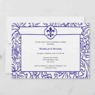 Invitación Elegante evento Purple White Fleur de Lis