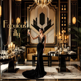 Invitación Elegante Fabulosa Mujer 50 años Art déco de los añ