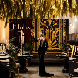 Invitación Elegante Fabuloso 50 cumpleaños 1920’s Art déco Da