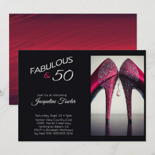 Invitación Elegante Fabulous 50 tacones de alto nivel Red Gla