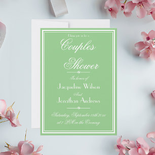 Invitación Elegante Fácil Mint + Personalizado Blanco Ducha D