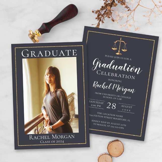 Invitación Elegante Facultad de Derecho Foto de graduación de (Subido por el creador)