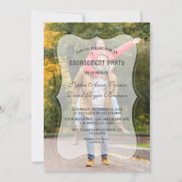 Invitación Elegante Faded Photo Geometric Engagement Party