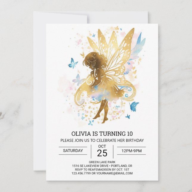 Invitación Elegante Fairycore Birthday Bliss (Anverso)