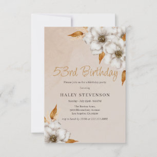 Invitación Elegante Fall Boho Moda Floral 53 cumpleaños