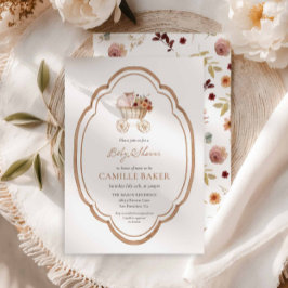 Invitación Elegante Fall Floral Burgundy Baby Shower Invitati