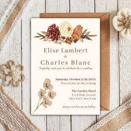 Invitación Elegante Fall Floral Simple Wedding Invitation