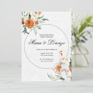 Invitación Elegante Fall Floral Wedding Watercolor