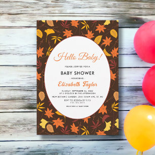 Invitación Elegante Fall Leaves Patrón Baby Shower Floral