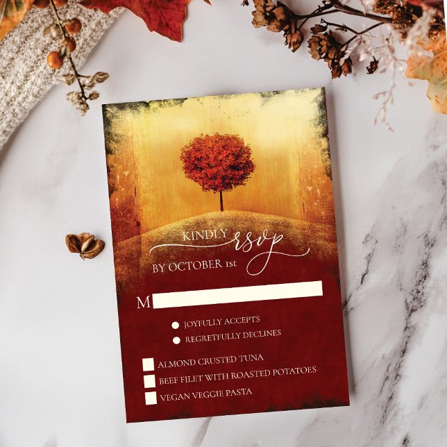 Invitación Elegante Fall Tree Wedding RSVP (Elegant Fall Tree Wedding RSVP)