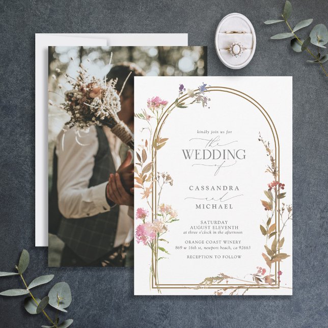 Invitación Elegante Fall Wildflower Floral acuarela Foto (Subido por el creador)