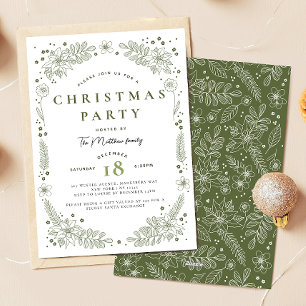 Invitación Elegante Familia Verde y Navidad Corporativa