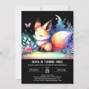 Invitación Elegante Fantasy Fox Birthday digital