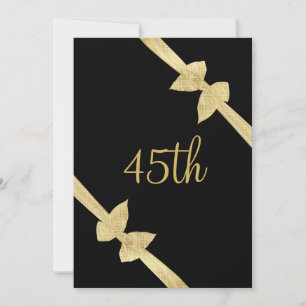 Invitación Elegante Faux Gold Bows 45 cumpleaños