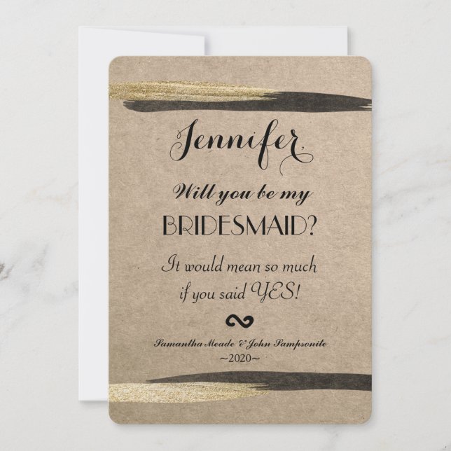 Invitación Elegante Faux Gold y Black Paint Strokes (Anverso)