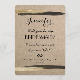 Invitación Elegante Faux Gold y Black Paint Strokes