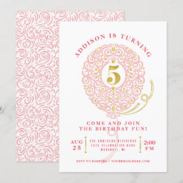 Invitación Elegante Faux Relieve metalizado Lacy Balloon Fies