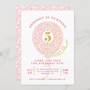 Invitación Elegante Faux Relieve metalizado Lacy Balloon Fies