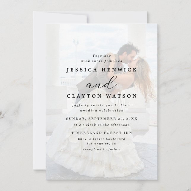 Invitación Elegante Faux Vellum Efecto Sobreposición Boda de  (Anverso)
