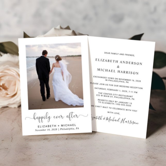 Invitación Elegante, feliz por siempre después de la recepció (An elegant Happily Ever After Party Invitation to set the tone for an unforgettable event)