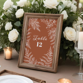 Invitación Elegante Fern Leaf Terracotta Boda Números de tabl