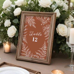 Invitación Elegante Fern Leaf Terracotta Boda Números de tabl