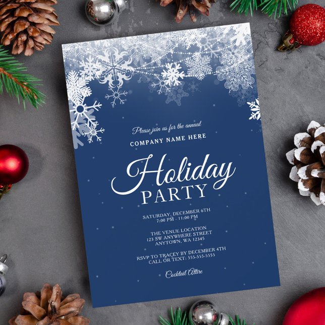 Invitación Elegante festividad corporativa de copos de nieve  (Subido por el creador)