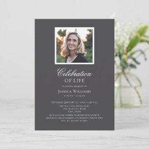 Invitación Elegante festividad de funeral gris