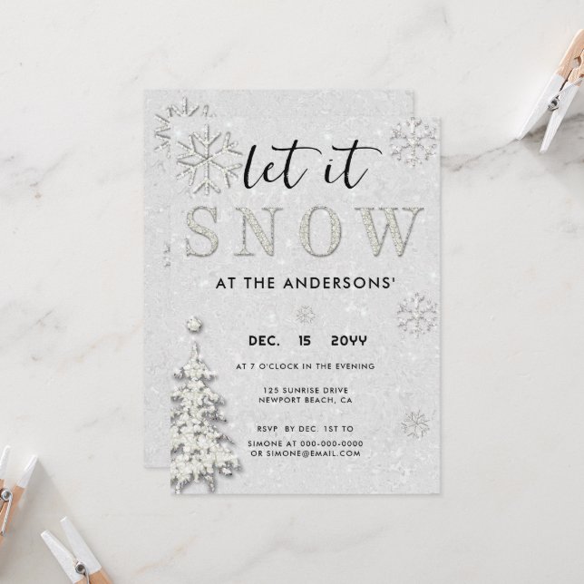 Invitación Elegante festividad Diamante de imitación blanca d (Anverso/Reverso In Situ)