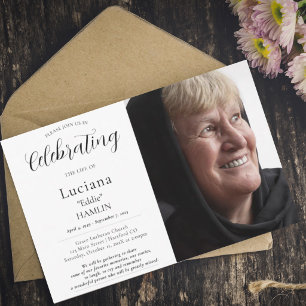 Invitación Elegante festividad fotográfica para el funeral co