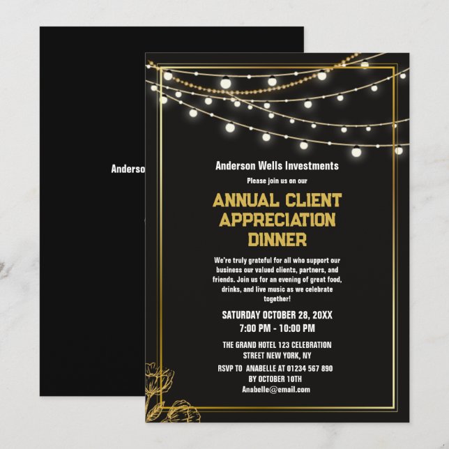 Invitación Elegante fiesta anual de agradecimiento a clientes (Anverso / Reverso)