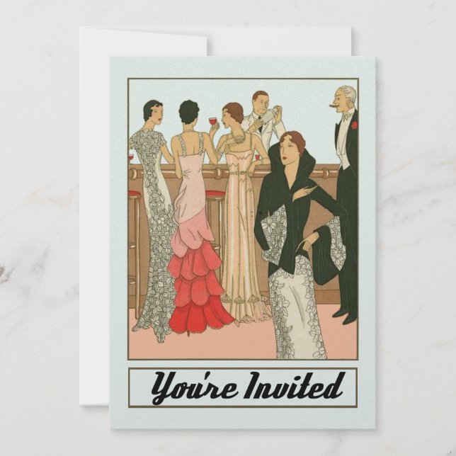 Invitación Elegante Fiesta Art Déco (Anverso)