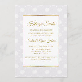 Invitación Elegante Fiesta blanco de encaje y zorrillo dorado