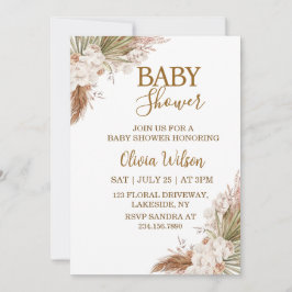 Invitación Elegante Fiesta Bohemiana Floral de Baby Shower Ne