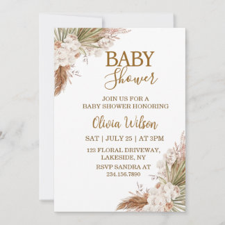 Invitación Elegante Fiesta Bohemiana Floral de Baby Shower Ne