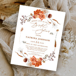 Invitación Elegante Fiesta Bohemiana Naranja Quemada Floral