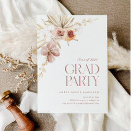 Invitación Elegante Fiesta Boho Floral Grad | Graduación