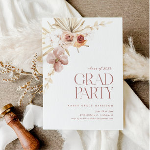 Invitación Elegante Fiesta Boho Floral Grad Graduación