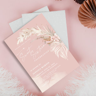 Invitación Elegante Fiesta Boho Pampas Rubor Sweet 16