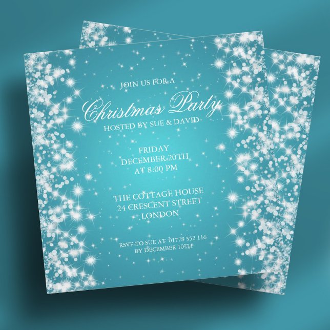 Invitación Elegante Fiesta Brillo Turquesa (Elegant Party Sparkle Turquoise Invitation)