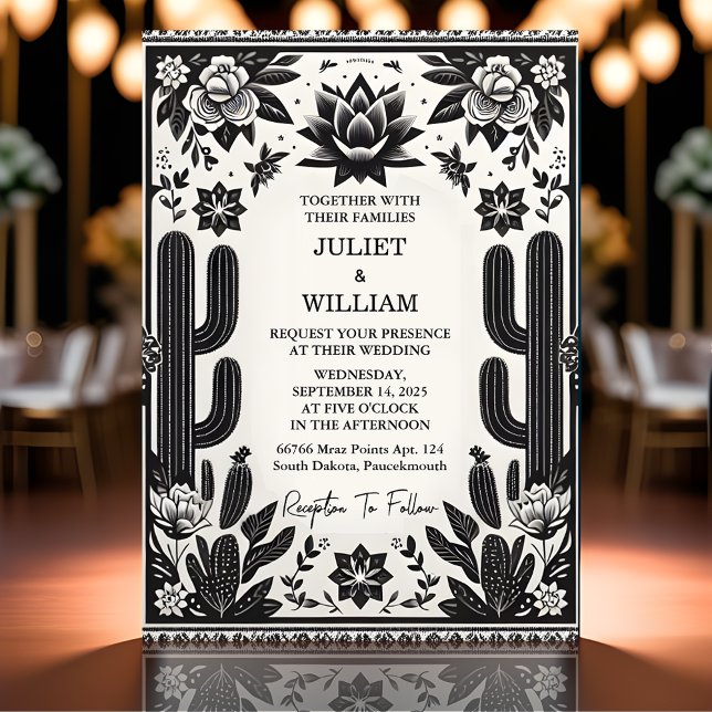 Invitación Elegante Fiesta Cactus Boda Floral Mexicano (Subido por el creador)