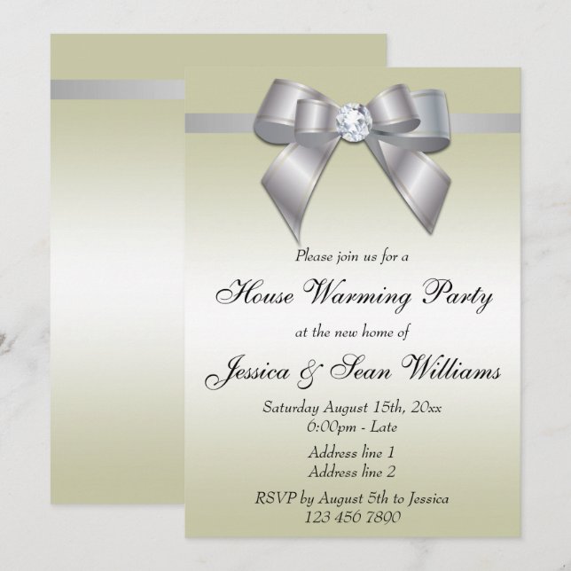 Invitación Elegante Fiesta caliente de Casa de color plateado (Anverso / Reverso)