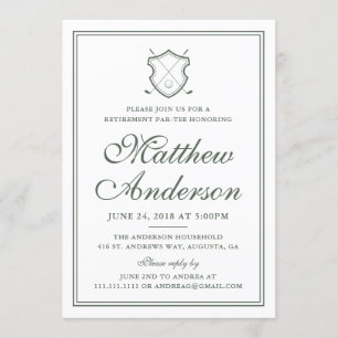Invitación Elegante fiesta clásica de retiro de golf