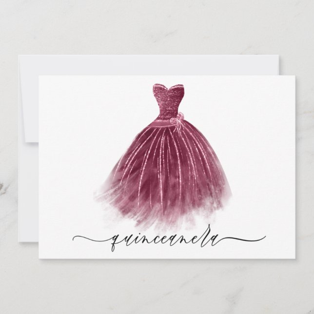 Invitación Elegante Fiesta clásico de Borgoña de Quinceanera (Anverso)