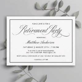 Invitación Elegante Fiesta clásico de retiro blanco simple