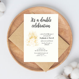 Invitación Elegante Fiesta Conjunta de Doble Celebración de C