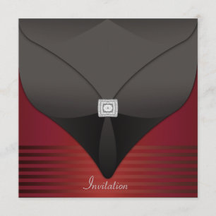 Invitación Elegante Fiesta Contemporánea Negra Roja